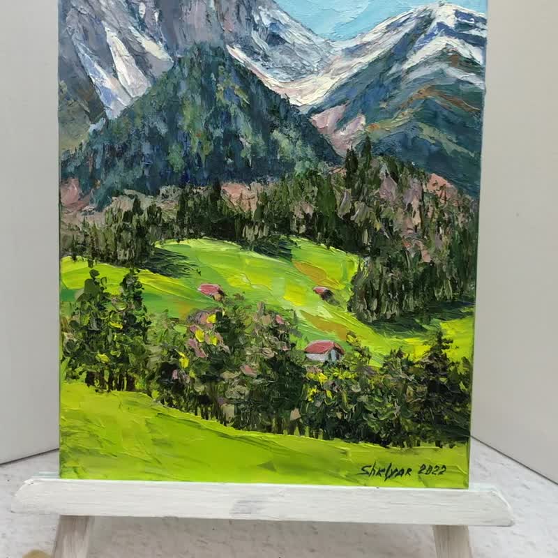 Painting Mountains Original oil art Landscape Mountains Small oil painting - 海报/装饰画/版画 - 其他材质 多色