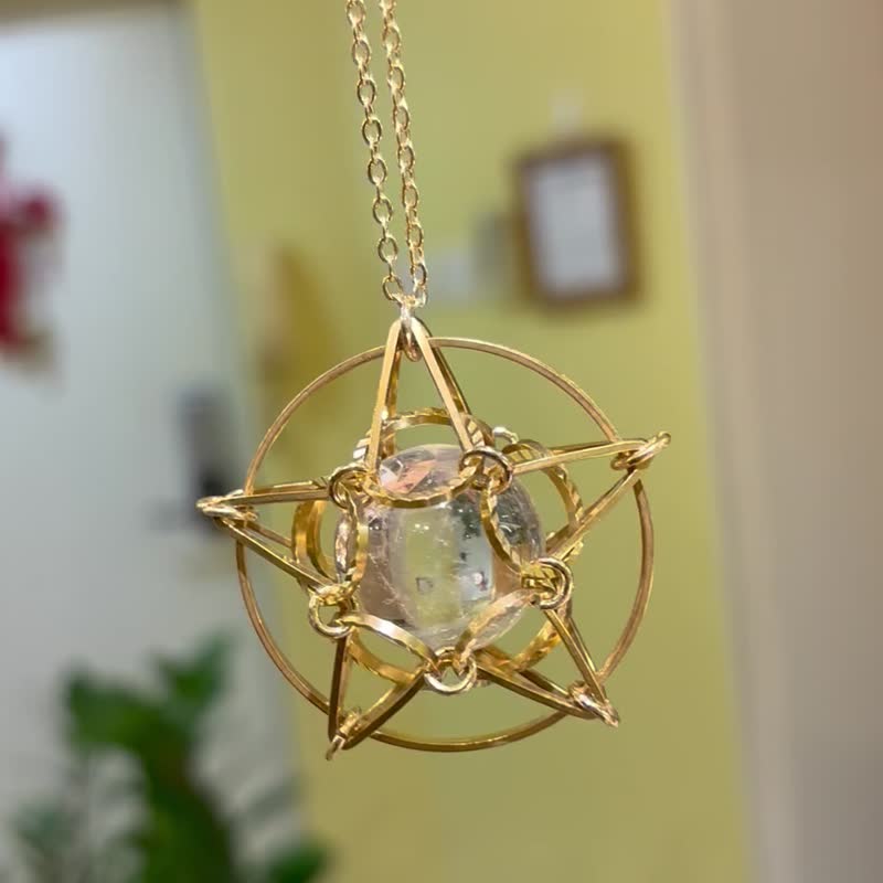 The Star • 白水晶 星星项链 颈链 黄铜 纪念日 情人节礼物 水晶 - 项链 - 其他金属 白色