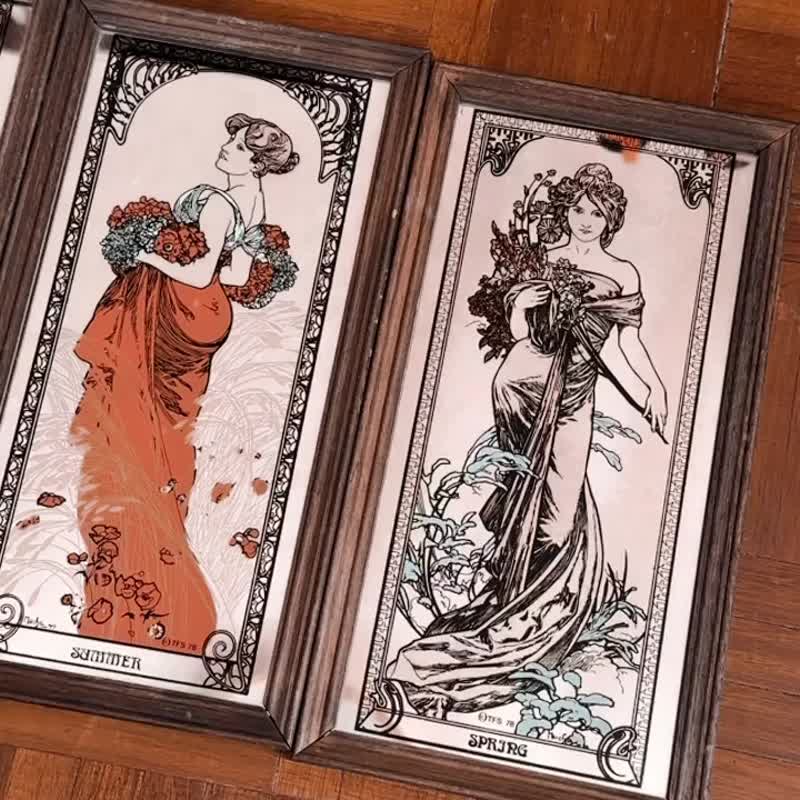 1900 捷克画家慕夏四季作品 古董收藏镜 - 其他 - 其他材质 白色