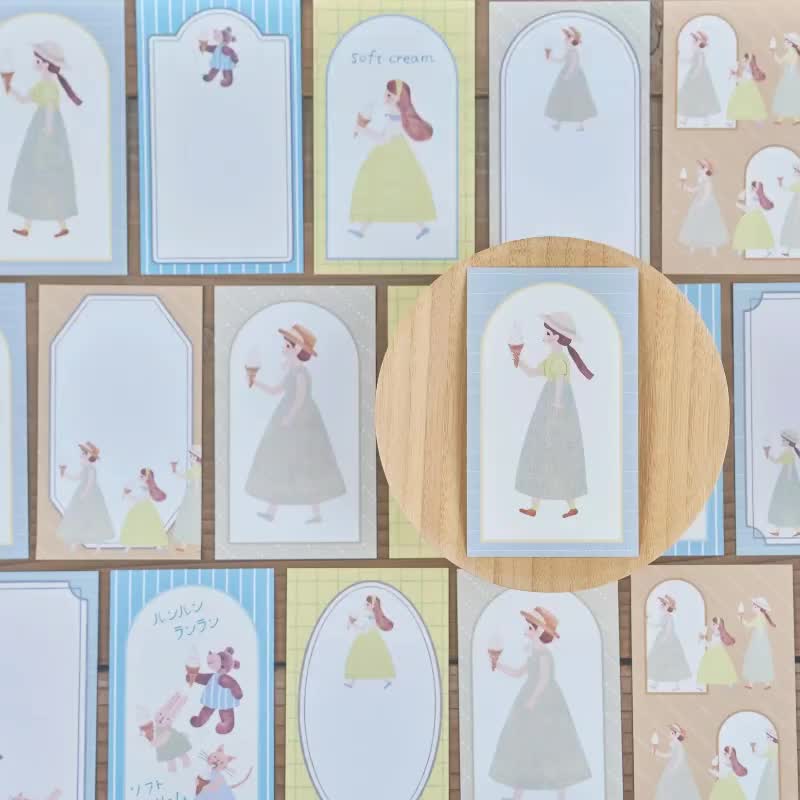 手绘风冰淇淋 框架便条纸 小清新留言必备 - 卡片/明信片 - 纸 多色