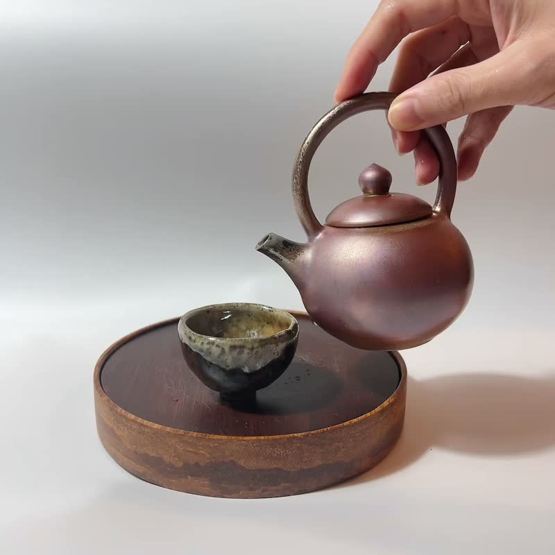 柴烧金彩火纹提梁茶壶 / 个人150cc 提梁壶  / 小平凡手作 - 茶具/茶杯 - 陶 