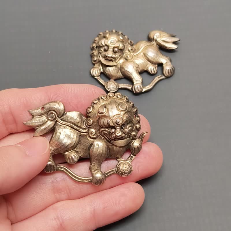 老银双狮件– 纯古董 SA-055 - 其他 - 银 银色