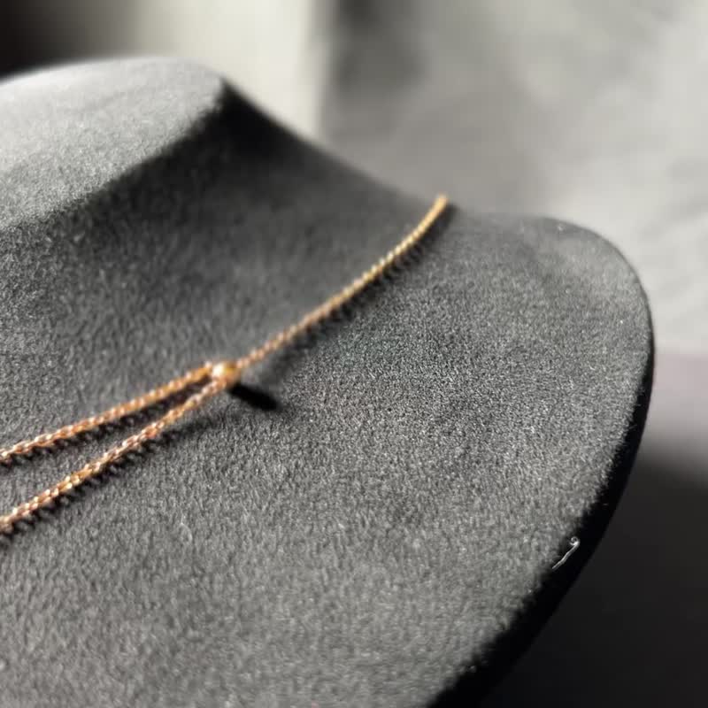 迷雾 | 冰绿翡翠设计款小套链 玫瑰金 - 锁骨链 - 玉石 绿色