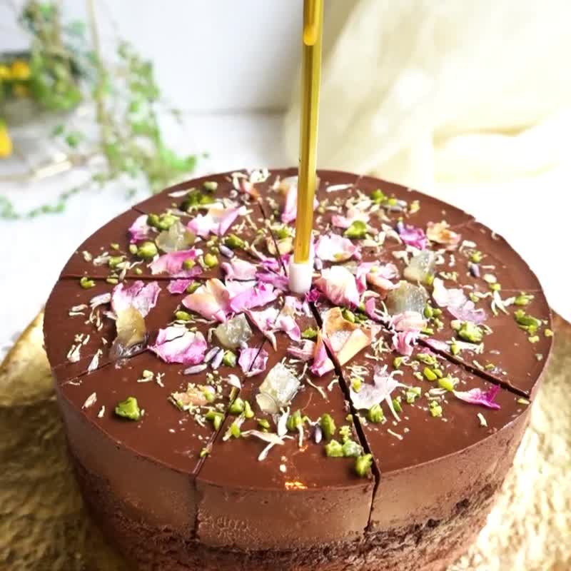 【VEGAN】花舞少女 巧克力轻糕  －纯素六寸－ - 蛋糕/甜点 - 新鲜食材 咖啡色