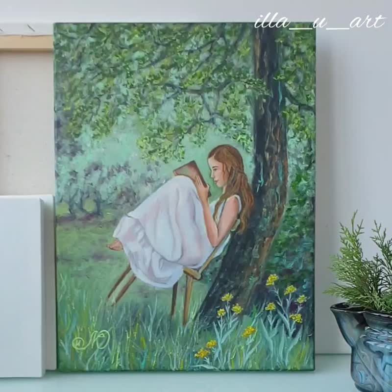 女孩画森林原创艺术具象艺术品油画画布艺术 - 海报/装饰画/版画 - 棉．麻 绿色