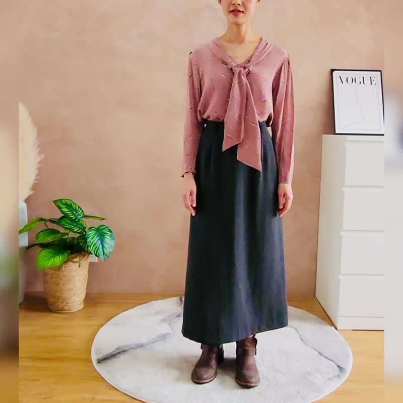 复古领结深粉色衬衫【日本古董衣】永续是最奢华的精品 - 女装衬衫 - 丝．绢 粉红色