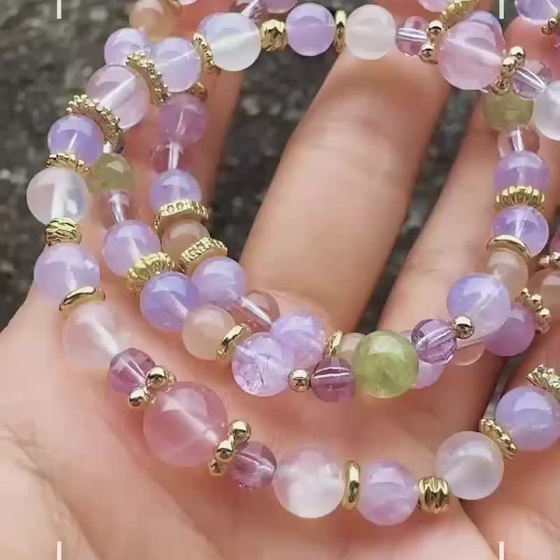 梦境调光系列 紫玉晶 粉晶 沙佛莱 蓝月光 橙月光 设计款手链 - 手链/手环 - 水晶 紫色