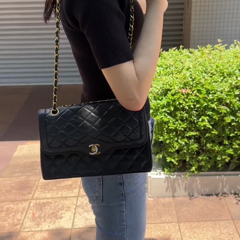 CHANEL Matelasse Paris Limited 链条单肩包黑复古 - 侧背包/斜挎包 - 真皮 黑色