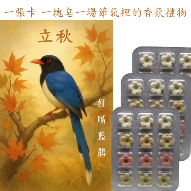 秋季节气插画卡 草本洗手皂 珍禽原创插画 台湾制手工皂 礼赠推荐 - 肥皂/手工皂 - 其他材质 