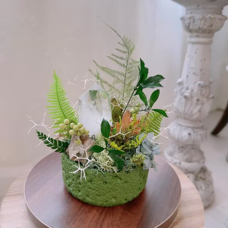 一柱擎天 光之脊柱_ 白水晶柱 不用浇水的植物微景观 绿植栽 - 植栽/盆栽 - 水晶 绿色