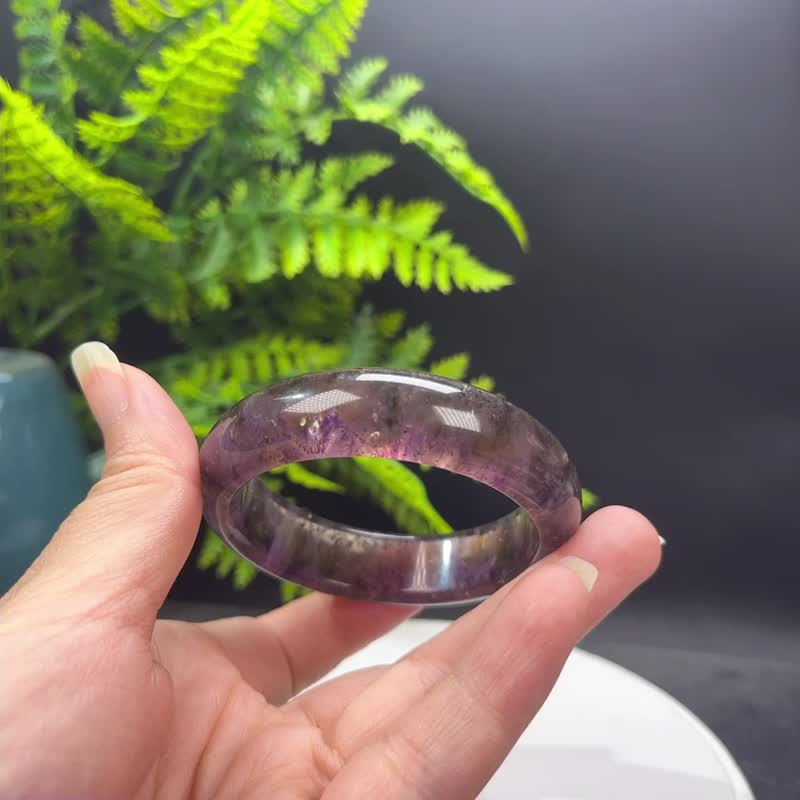 毕业级 极光23水晶手镯 54MM 冰透彩虹闪片紫色水晶手环 羽毛金牙 - 手链/手环 - 水晶 紫色