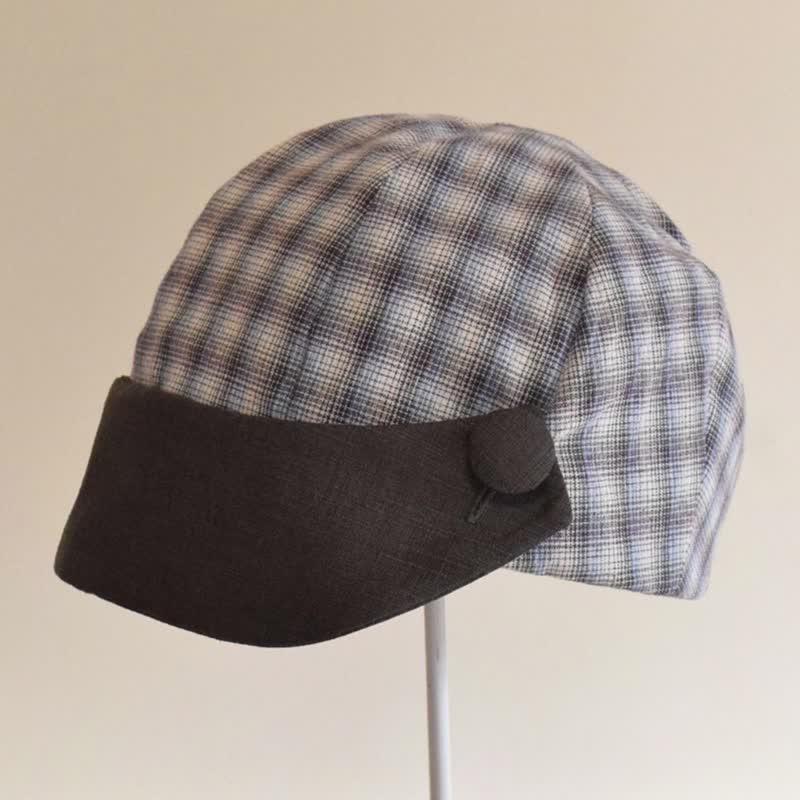 Gatchaman style casquette that can be arranged by removing the visor - double visor casquette PL1276-BL - 帽子 - 棉 蓝色