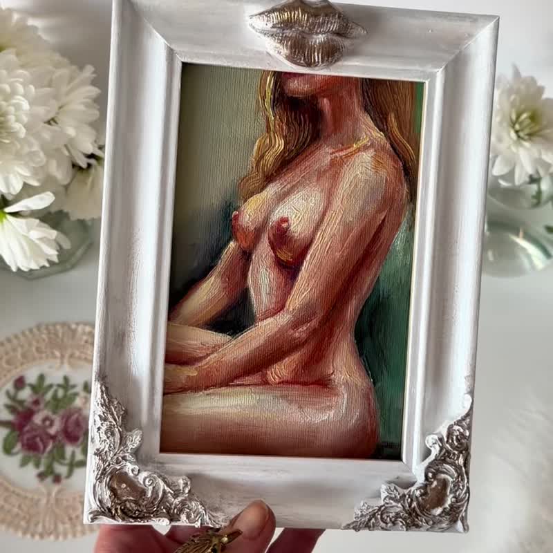 女性身体油画、裸女画作、情色艺术、性感壁挂艺术 - 墙贴/壁贴 - 棉．麻 多色