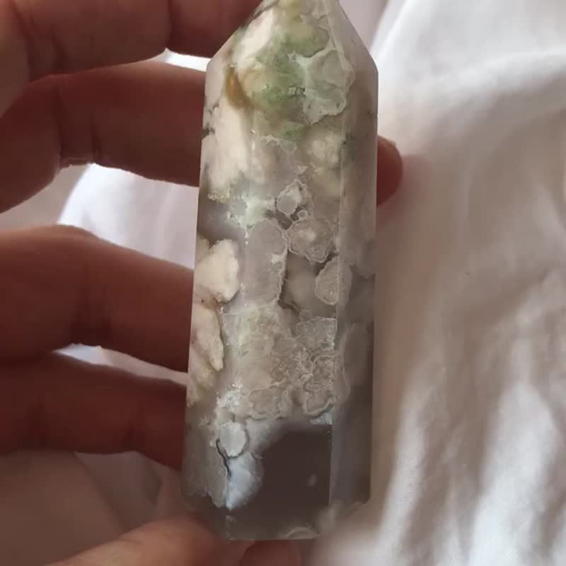 天然水晶 樱花玛瑙柱 灰冰玛瑙 摆设 水晶原矿 原石 crystal - 摆饰 - 水晶 多色