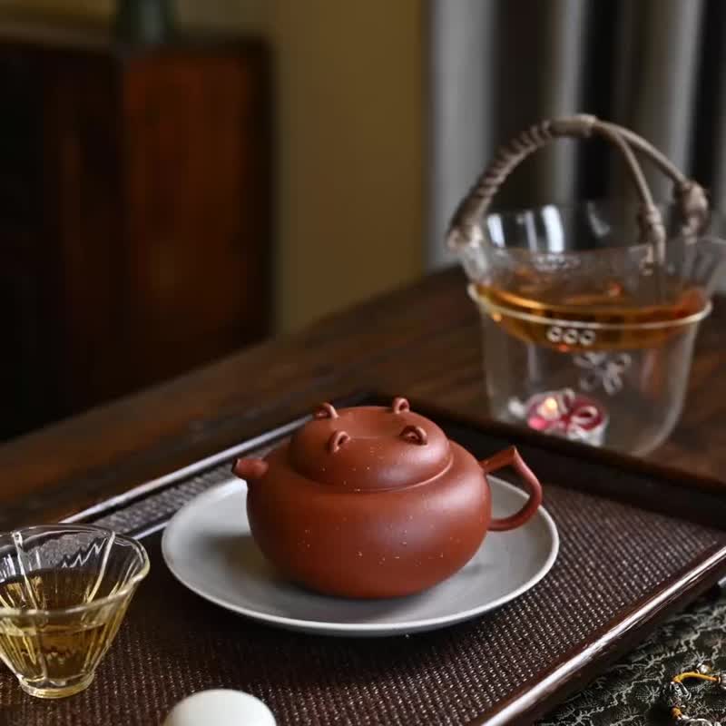 启系列 禅机 未来感宜兴紫砂壶纯手工名家大师茶器150cc - 茶具/茶杯 - 陶 红色