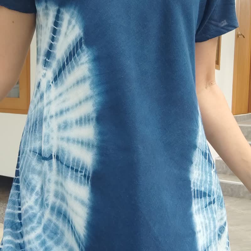 2 Layer Dress Side - 连身裙夏天 它染了肩膀 - 洋装/连衣裙 - 棉 蓝色