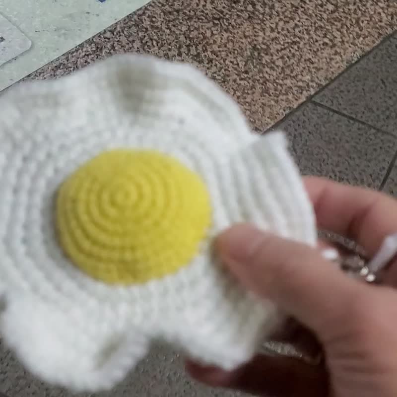 荷包蛋造型悠游卡夹卡袋名片夹手机吊饰包包吊饰交换礼物 - 证件套/卡套 - 棉．麻 白色