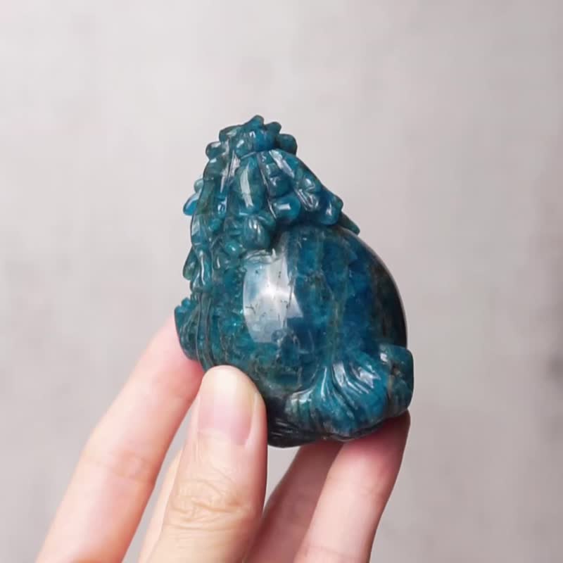 蓝磷灰石 龙龟 // 晶矿神兽 水晶摆饰 // 沟通表达 智慧 - 摆饰 - 水晶 蓝色