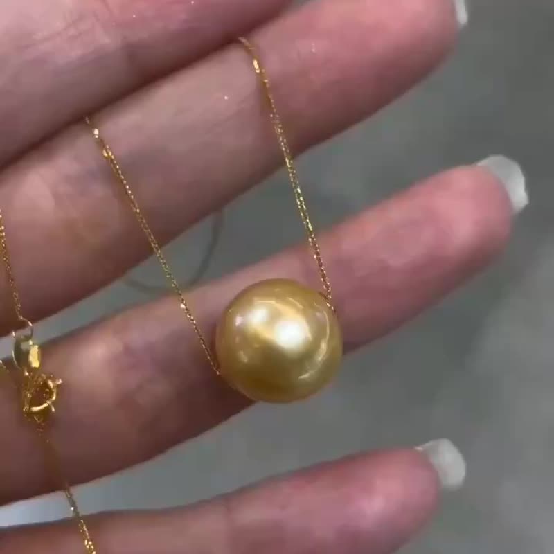 路路通 天然海水珍珠 南洋金珠 18K金 项链 - 项链 - 珍珠 金色