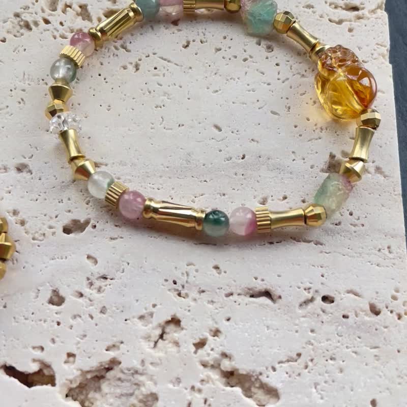 黄铜天然巴洛克淡水冷光珍珠弹性手链 - 手链/手环 - 铜/黄铜 