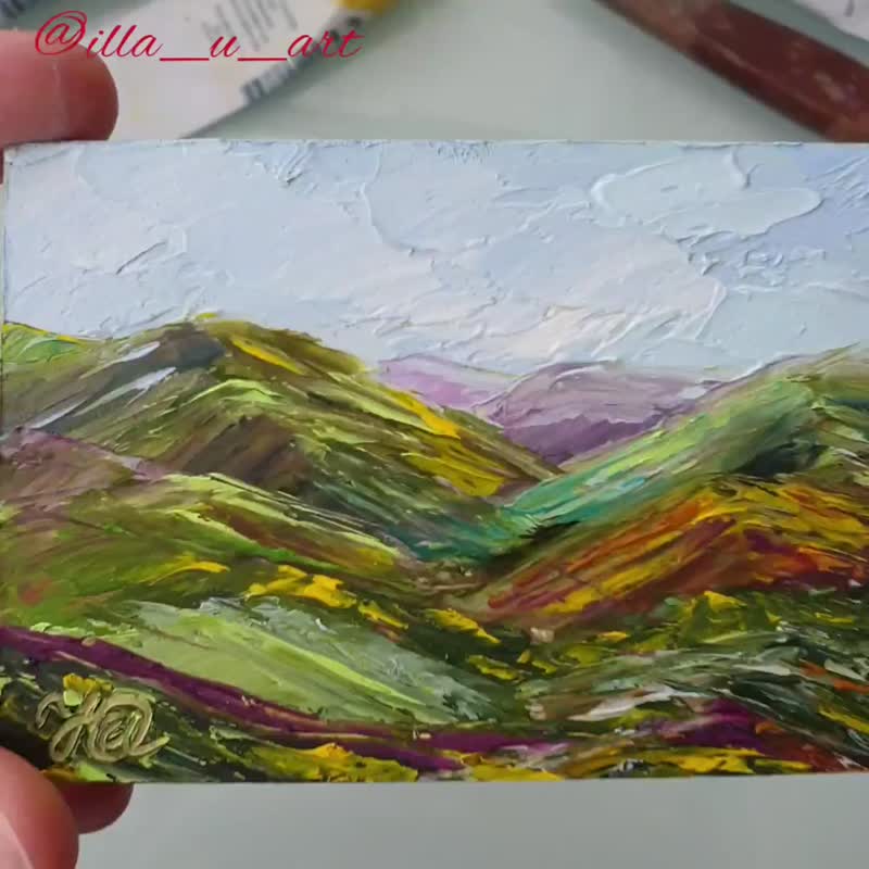 Tuscany Painting ACEO Original Art Landscape Wall Art Small Impasto Oil Painting - 海报/装饰画/版画 - 其他材质 多色