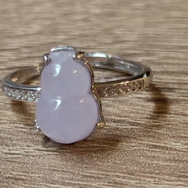 【亲翠】天然翡翠 冰粉紫聚福纳气葫芦简单款银戒 送礼首选 - 戒指 - 玉石 紫色