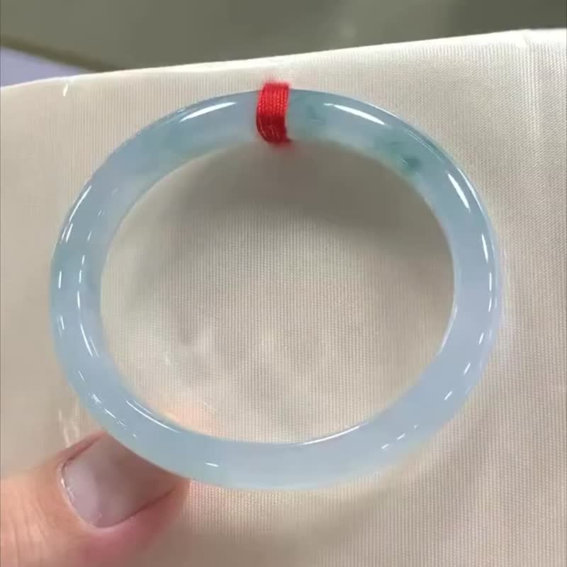 冰种翡翠天然翡翠玉镯A玉手镯 玉鈪 • 冰种蓝紫飘花翡翠贵妃镯 - 手链/手环 - 玉石 紫色