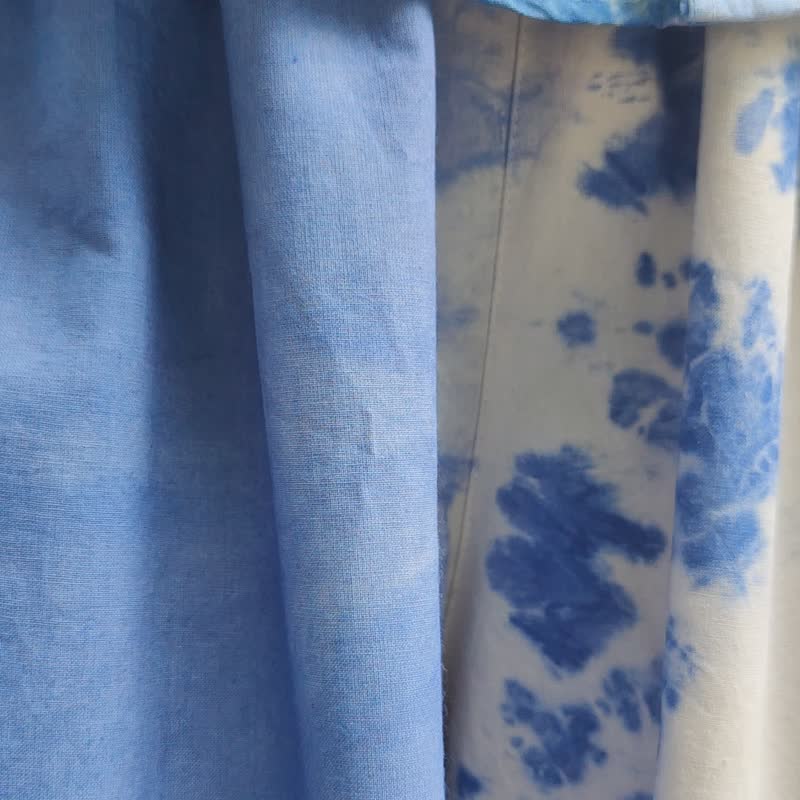 Jinda Pants I - 靛蓝色扎染宽裤 - 女装长裤 - 棉．麻 蓝色