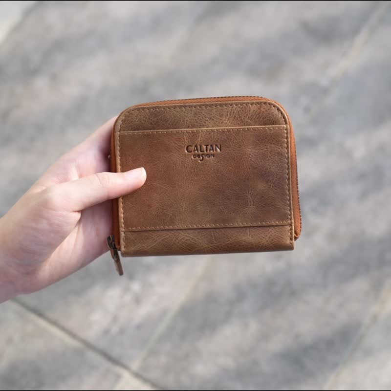 【24hr快速出货】拱形拉链零钱包-075220 四色 - 零钱包 - 真皮 咖啡色