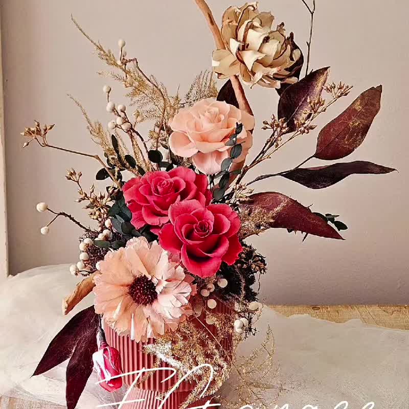 日本永生花 复古中式桌花 定制花色字体 不凋花 送礼 - 干燥花/捧花 - 植物．花 