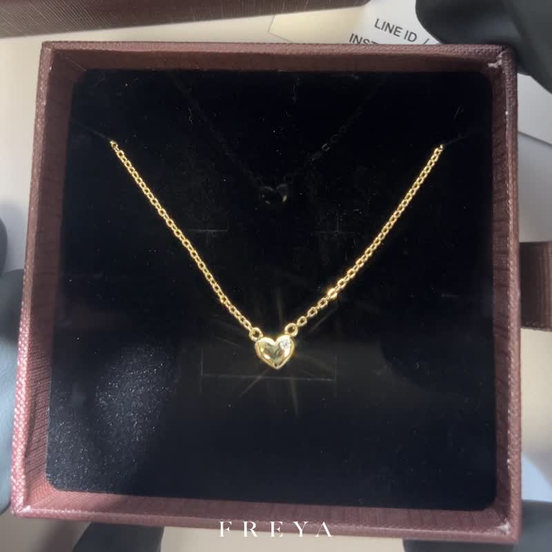 FREYA  单钻 爱心项链 设计款-纯银14k金 - 项链 - 贵金属 