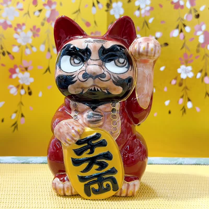 【达缘禅福】日本清水烧招财猫 | 仫绘 - 达摩大师 - 摆饰 - 瓷 红色