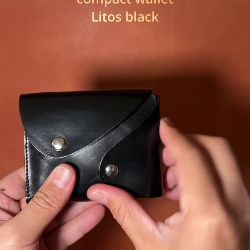 零钱轻松拿取 小巧钱包 Litos 严选顶级国产牛皮 - 皮夹/钱包 - 真皮 黑色