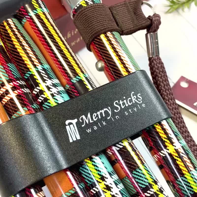 【长辈生日礼物】缤纷生活折叠手杖-茶香月季红格纹 - 其他 - 铝合金 橘色