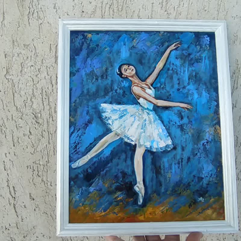 Ballerina Painting Girl Original Art Oil 24 by 30 cm Art Ballet Dancer Wall Art - 海报/装饰画/版画 - 其他材质 