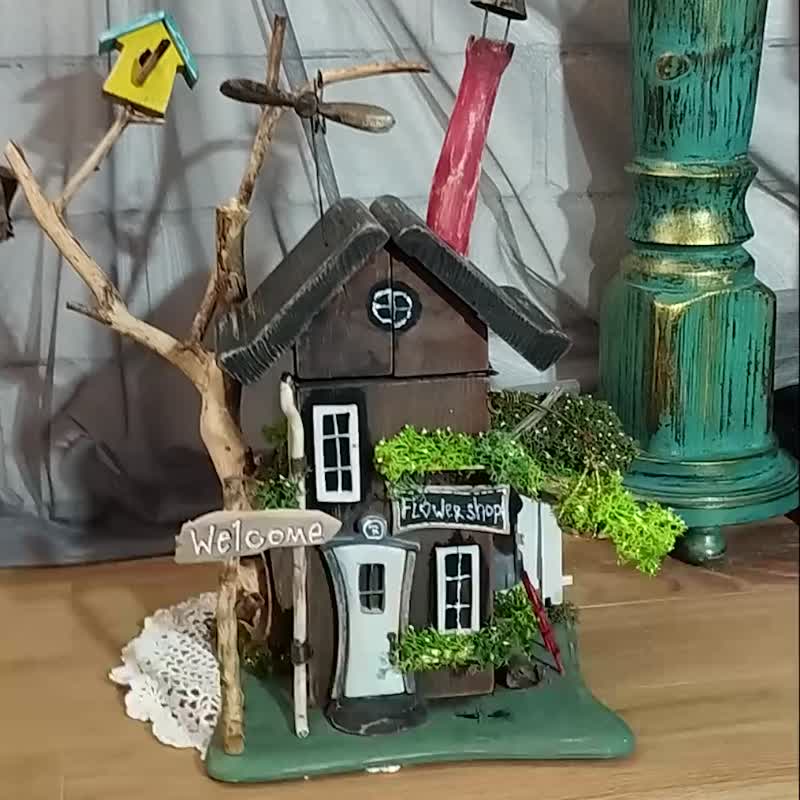 Handmade 100% Single Copy Decorative Candle Holder Flower Shop - 蜡烛/烛台 - 木头 绿色