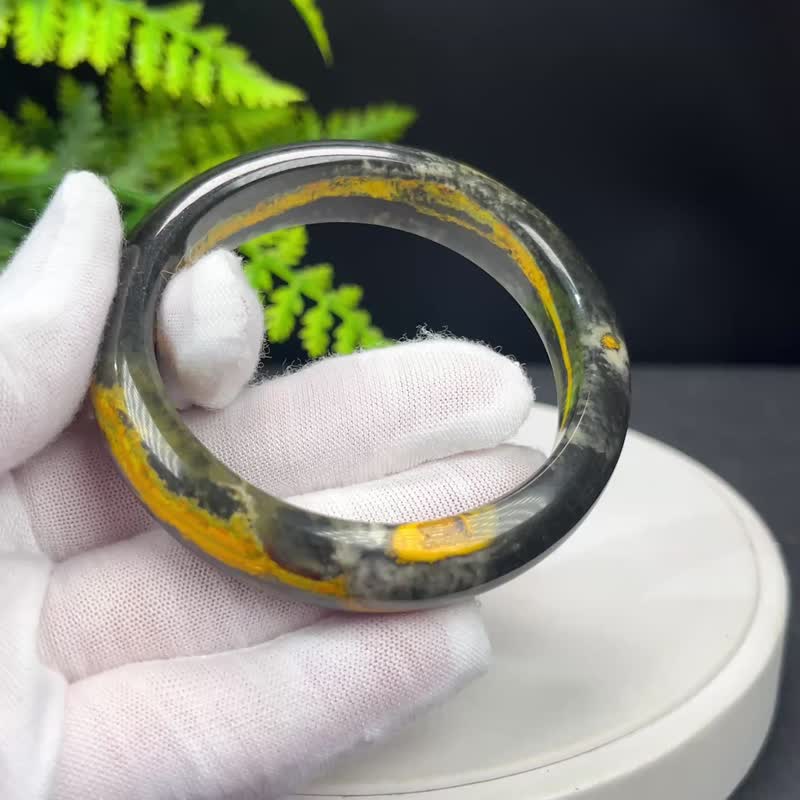高品质 大黄蜂碧玉手镯 55MM 黄绿高瓷玉化聚宝盆 激励勇敢活力 - 手链/手环 - 玉石 