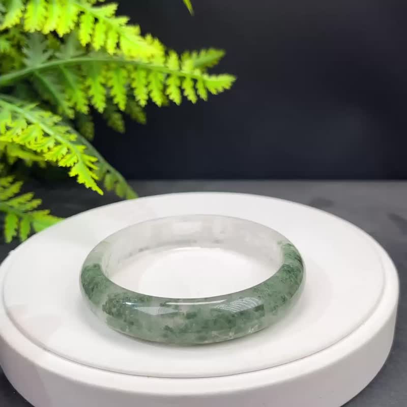 精品 绿色幻影幽灵水晶手镯 60+MM 冰透异象绿石英手环 财运亨通 - 手链/手环 - 水晶 绿色