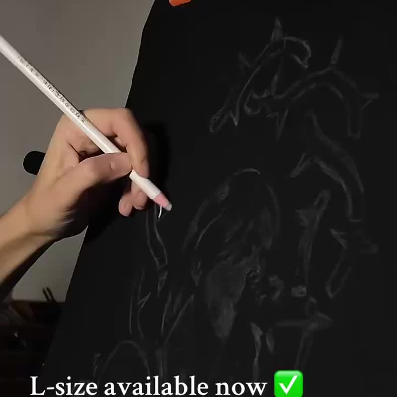 定制化黑色 T 恤 漂白涂鸦 Bad Omens 粉丝艺术，L 尺寸 - 中性连帽卫衣/T 恤 - 棉．麻 黑色