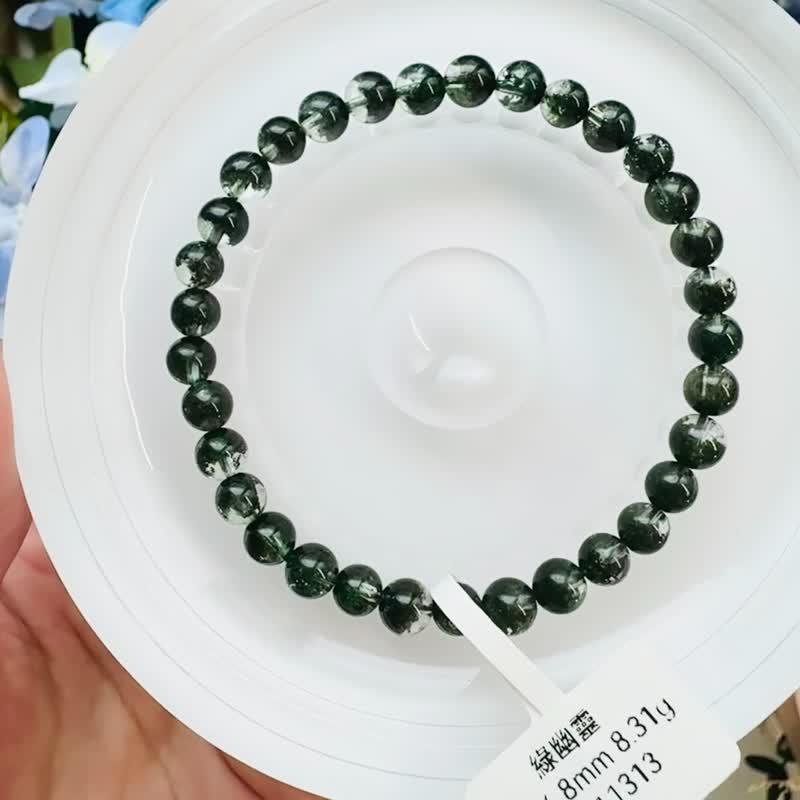 精品浓色森林绿半盆绿幽灵5.4-5.8mm8.31g主正财事业贵人运人缘 - 手链/手环 - 水晶 绿色