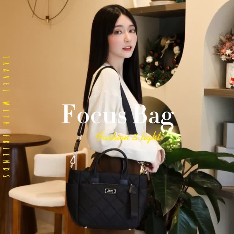 菱格轻量防泼水真皮拼接尼龙包/手提/斜背/托特包-午夜蓝 - 侧背包/斜挎包 - 尼龙 