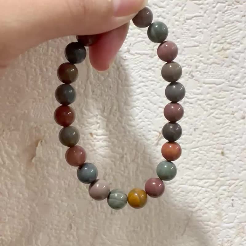 蜜语云端 日落糖影【阿拉善糖豆色设计手串】豆色琉光/一物一拍 - 手链/手环 - 水晶 多色