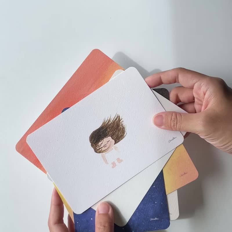 小小画作明信片 6 款一组 - 卡片/明信片 - 纸 白色