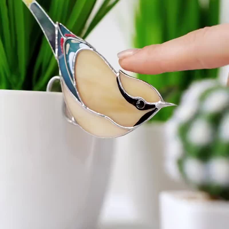 彩绘玻璃雪松 Waxving Bird 室内植物装饰 送给朋友的可爱礼物 自 - 植栽/盆栽 - 玻璃 橘色