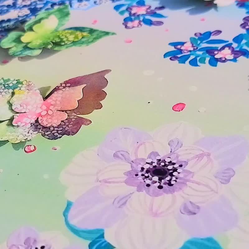 [喷泉与蝴蝶] 艺术印花时尚室内生活壁挂花痴柔和色彩可爱房间 - 海报/装饰画/版画 - 纸 蓝色