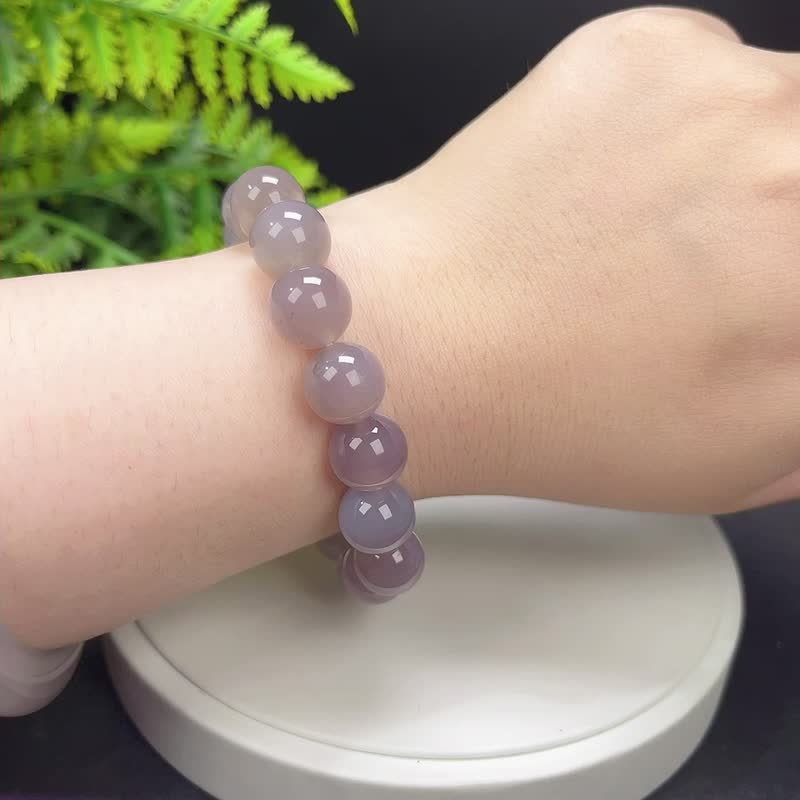 精品精选天然珊瑚玉手串透体玉化冰紫菊花石手环单圈女手饰12mm - 手链/手环 - 半宝石 紫色