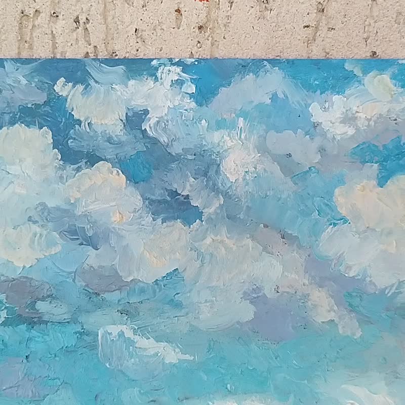 向日葵画云朵原创艺术田野向日葵艺术风景小油画 - 海报/装饰画/版画 - 木头 黄色