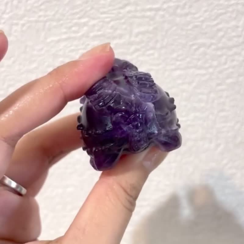 【闪电流线紫萤石龙龟】稀缺招贵人水晶 办公室小物 - 摆饰 - 水晶 紫色