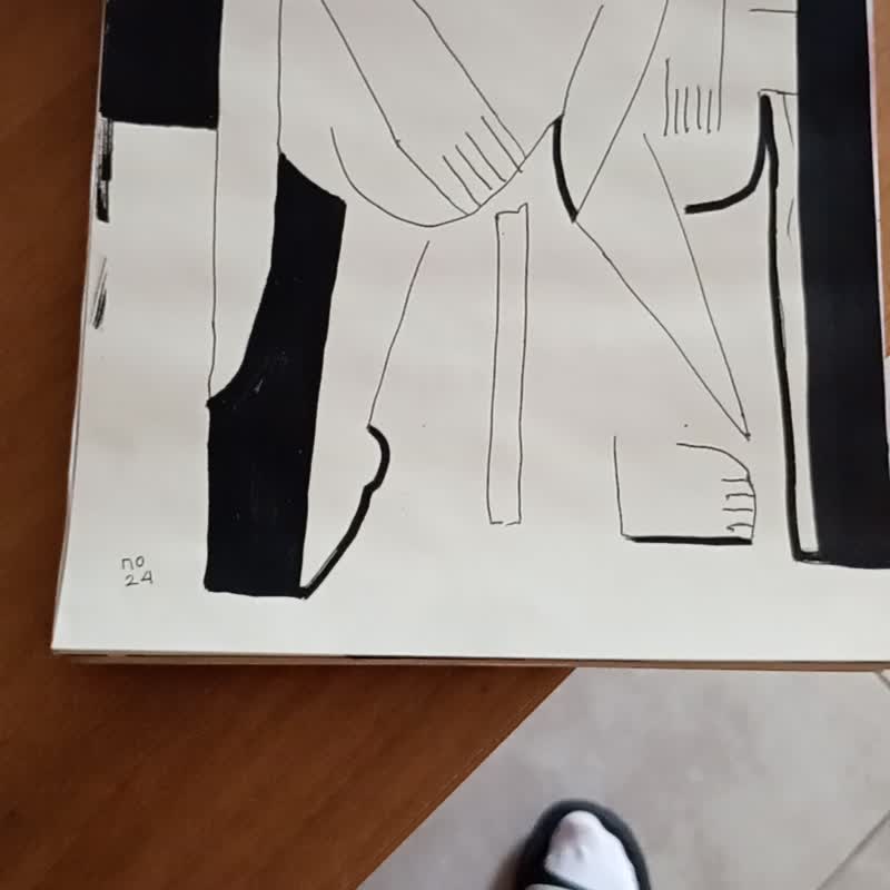 坐在椅子上的裸体艺术品 |女性人体素描 |地板上的裸体女人 | - 海报/装饰画/版画 - 纸 白色
