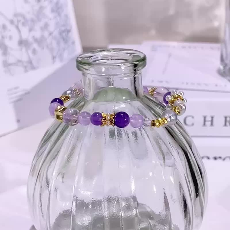 平衡  巧合 紫水晶 | 巴洛克淡水珍珠 | 水晶手链 A04-4 - 手链/手环 - 水晶 紫色